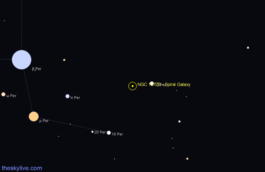 Finder chart NGC 1077B - Spiral Galaxy in Perseus star