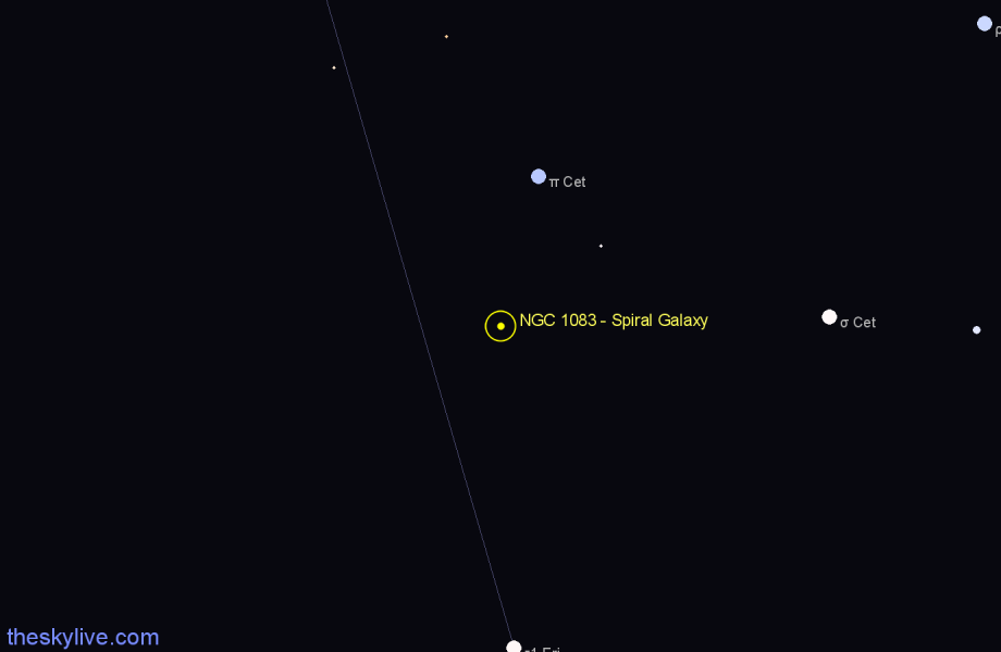 Finder chart NGC 1083 - Spiral Galaxy in Eridanus star