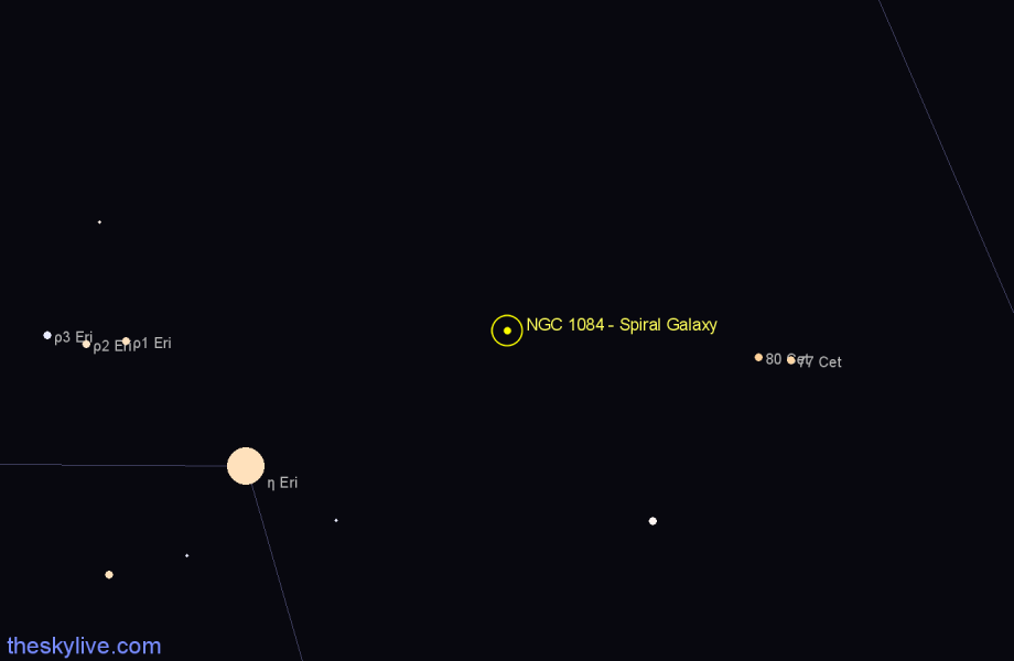 Finder chart NGC 1084 - Spiral Galaxy in Eridanus star