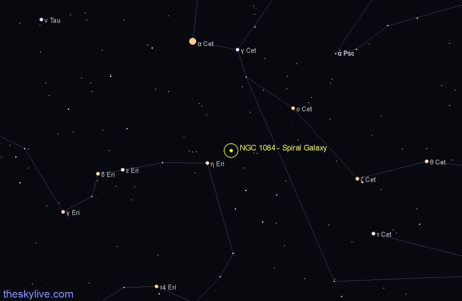 Finder chart NGC 1084 - Spiral Galaxy in Eridanus star