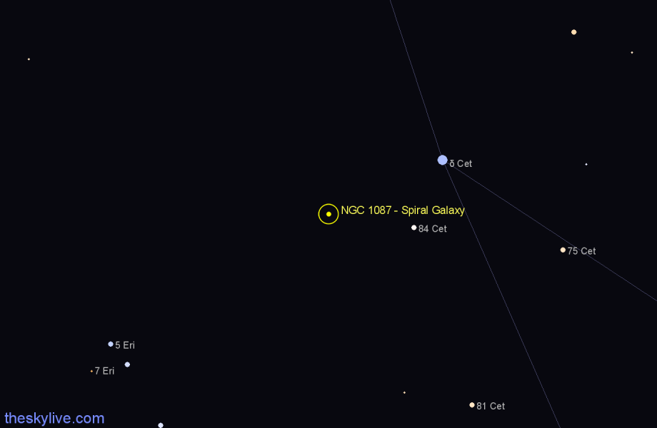 Finder chart NGC 1087 - Spiral Galaxy in Cetus star