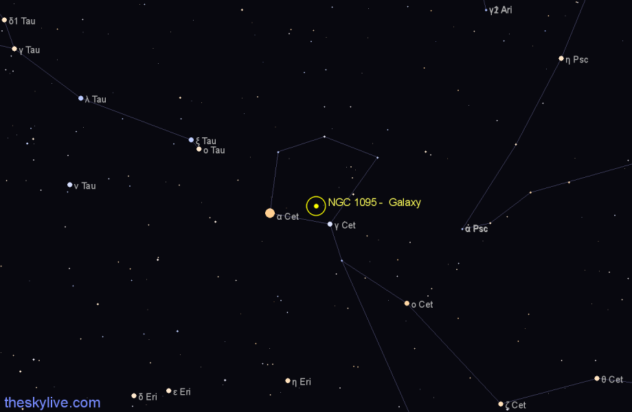 Finder chart NGC 1095 -  Galaxy in Cetus star