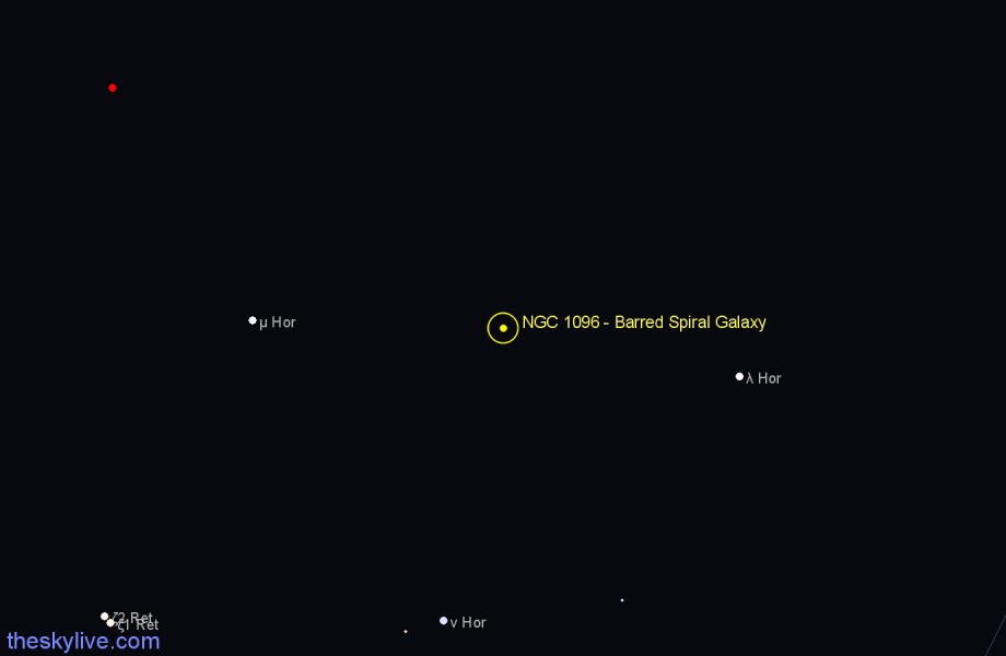 Finder chart NGC 1096 - Barred Spiral Galaxy in Horologium star