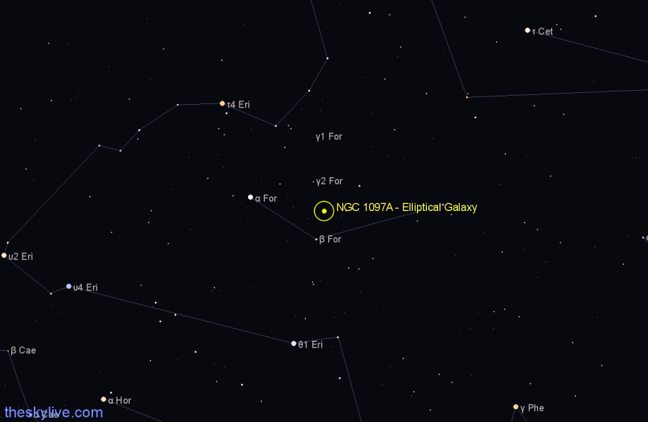Finder chart NGC 1097A - Elliptical Galaxy in Fornax star