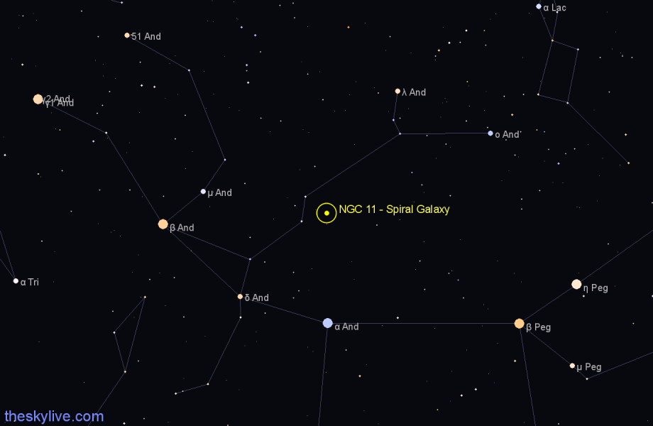 Finder chart NGC 11 - Spiral Galaxy in Andromeda star