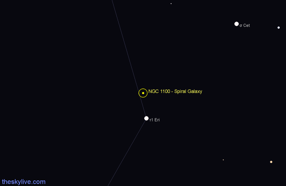 Finder chart NGC 1100 - Spiral Galaxy in Eridanus star