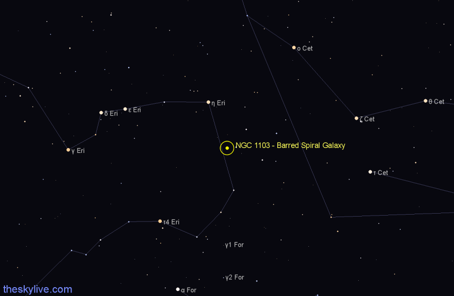 Finder chart NGC 1103 - Barred Spiral Galaxy in Eridanus star