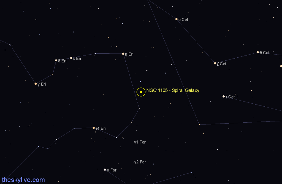 Finder chart NGC 1105 - Spiral Galaxy in Cetus star