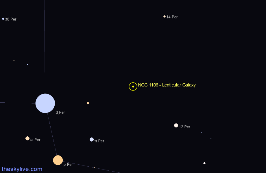 Finder chart NGC 1106 - Lenticular Galaxy in Perseus star