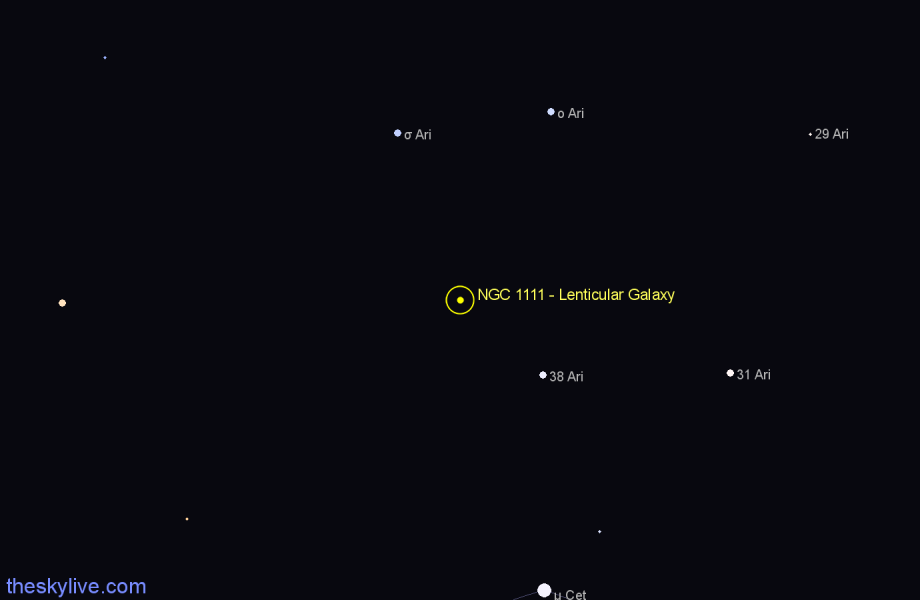 Finder chart NGC 1111 - Lenticular Galaxy in Aries star