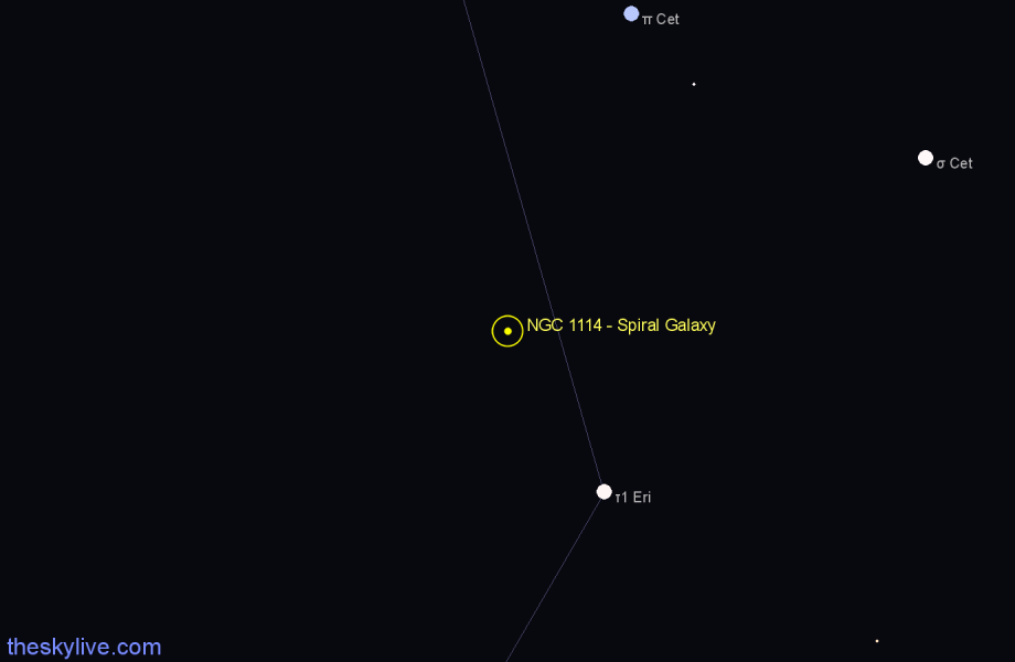 Finder chart NGC 1114 - Spiral Galaxy in Eridanus star