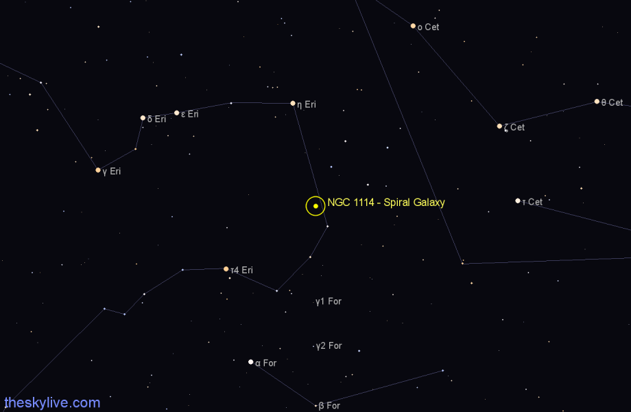 Finder chart NGC 1114 - Spiral Galaxy in Eridanus star