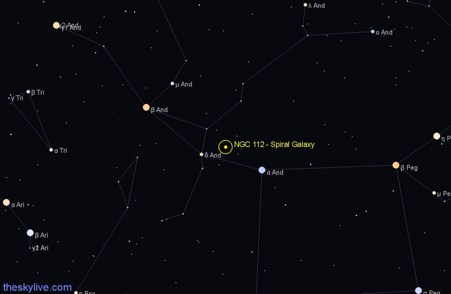 Finder chart NGC 112 - Spiral Galaxy in Andromeda star