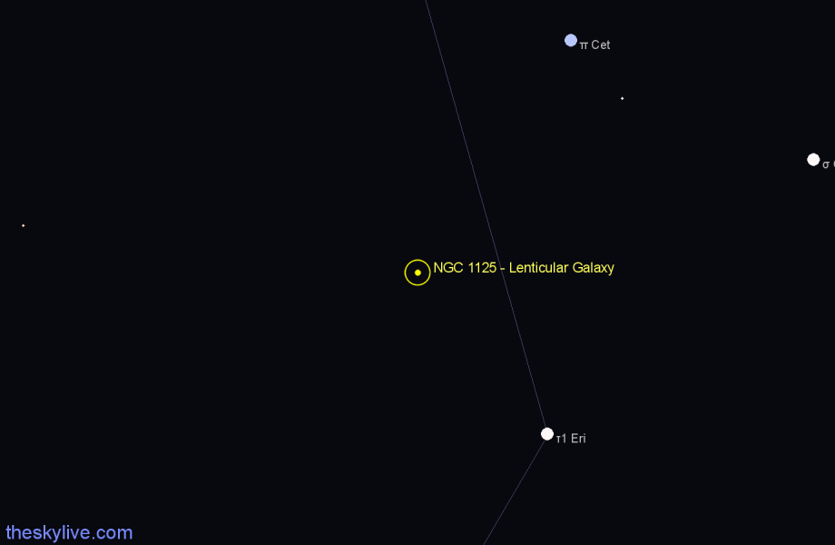 Finder chart NGC 1125 - Lenticular Galaxy in Eridanus star