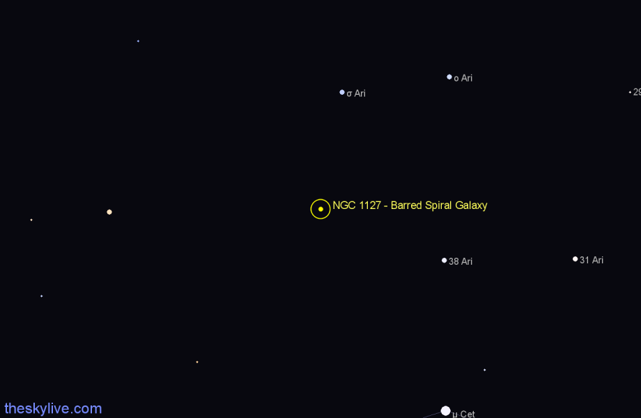 Finder chart NGC 1127 - Barred Spiral Galaxy in Aries star