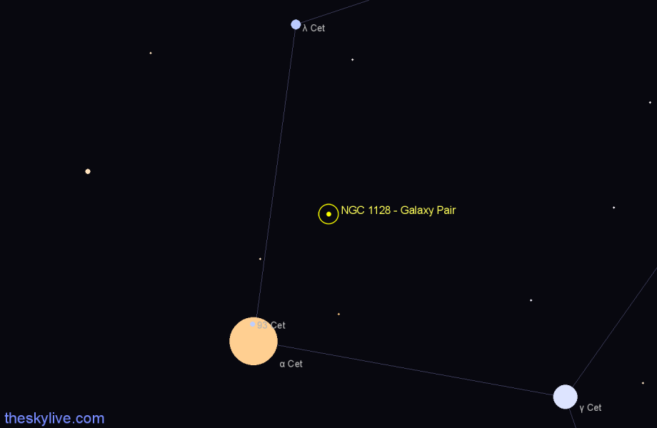 Finder chart NGC 1128 - Galaxy Pair in Cetus star