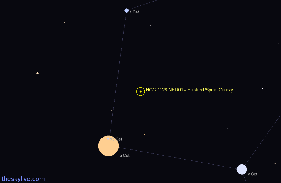 Finder chart NGC 1128 NED01 - Elliptical/Spiral Galaxy in Cetus star