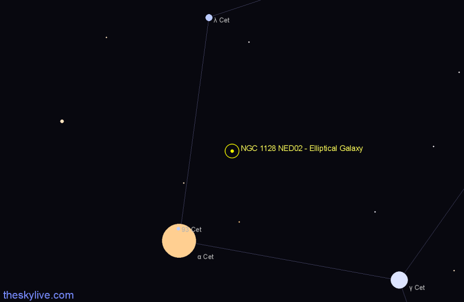 Finder chart NGC 1128 NED02 - Elliptical Galaxy in Cetus star