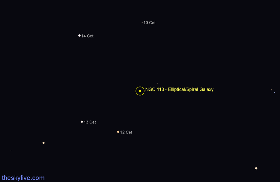 Finder chart NGC 113 - Elliptical/Spiral Galaxy in Cetus star