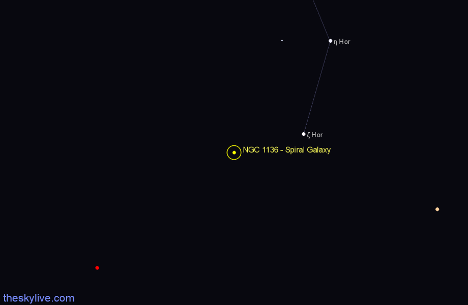 Finder chart NGC 1136 - Spiral Galaxy in Horologium star