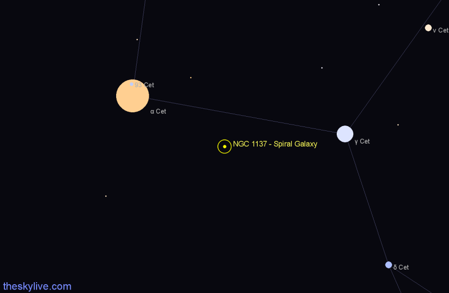 Finder chart NGC 1137 - Spiral Galaxy in Cetus star