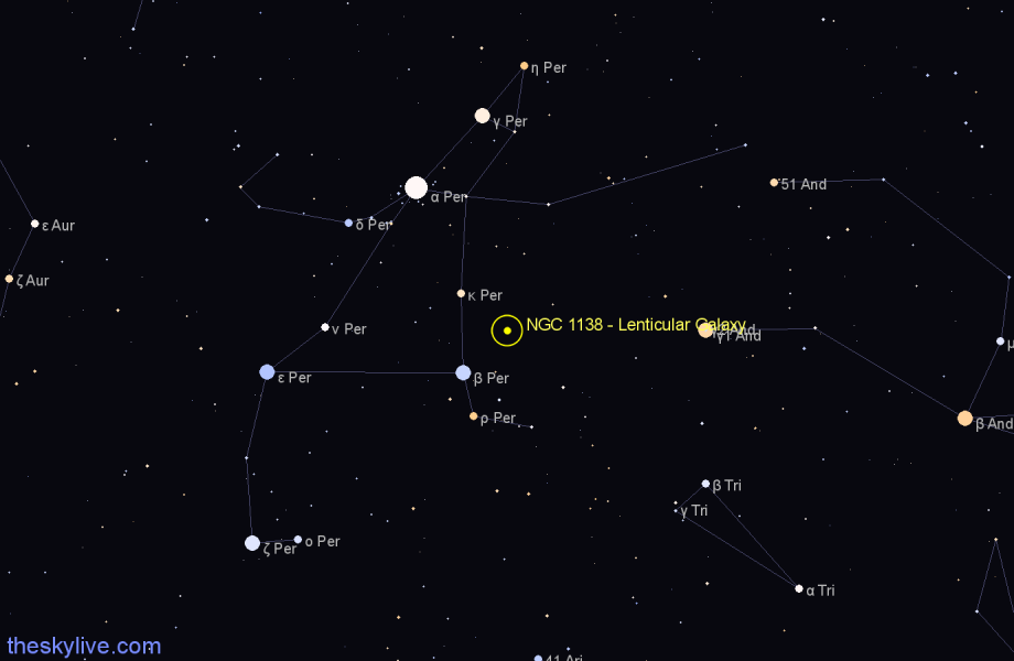 Finder chart NGC 1138 - Lenticular Galaxy in Perseus star