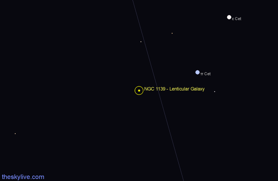 Finder chart NGC 1139 - Lenticular Galaxy in Eridanus star