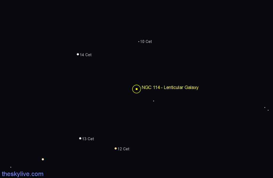 Finder chart NGC 114 - Lenticular Galaxy in Cetus star