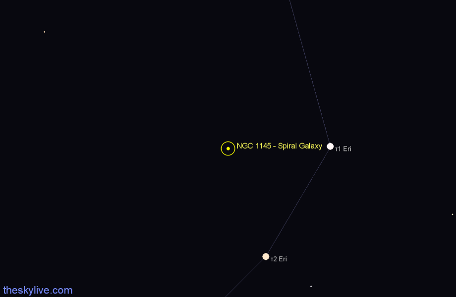 Finder chart NGC 1145 - Spiral Galaxy in Eridanus star