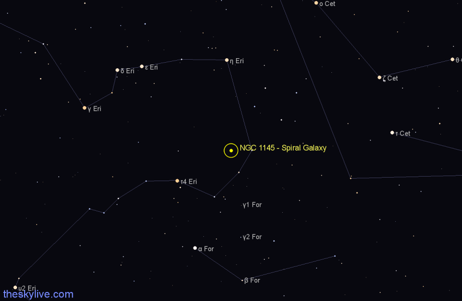Finder chart NGC 1145 - Spiral Galaxy in Eridanus star