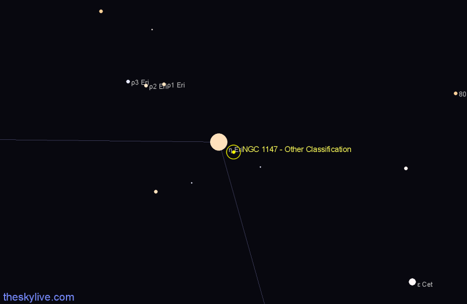 Finder chart NGC 1147 - Other Classification in Eridanus star