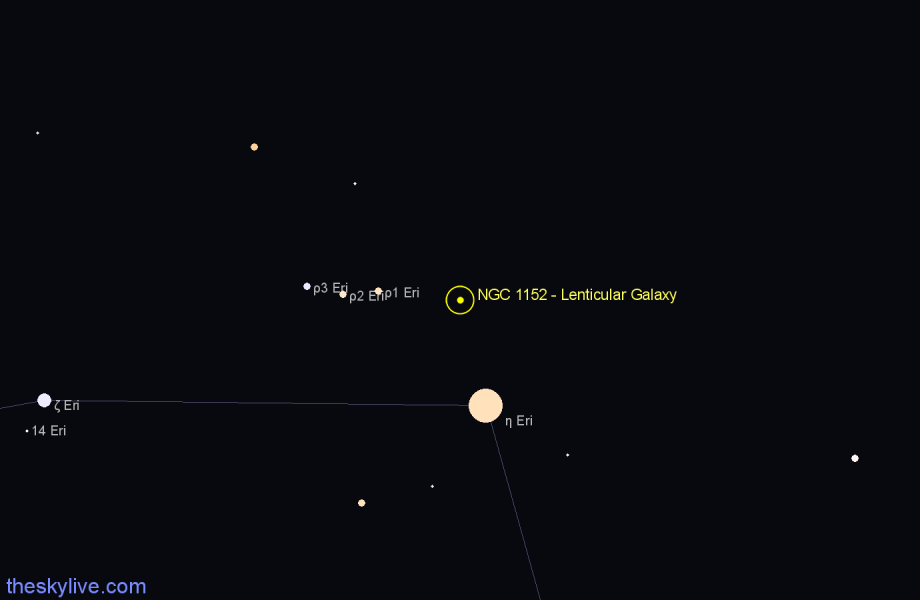 Finder chart NGC 1152 - Lenticular Galaxy in Eridanus star