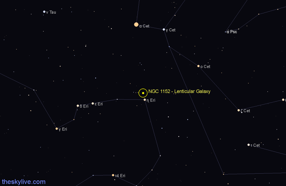 Finder chart NGC 1152 - Lenticular Galaxy in Eridanus star
