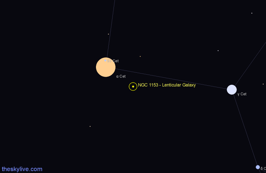 Finder chart NGC 1153 - Lenticular Galaxy in Cetus star