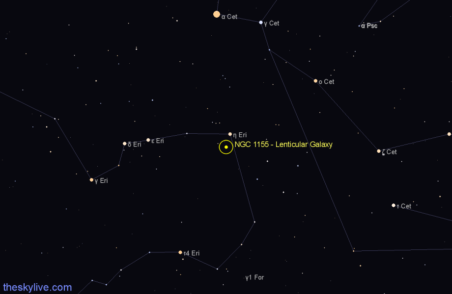 Finder chart NGC 1155 - Lenticular Galaxy in Eridanus star