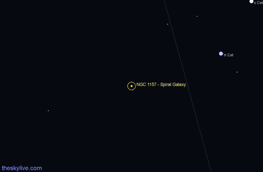 Finder chart NGC 1157 - Spiral Galaxy in Eridanus star