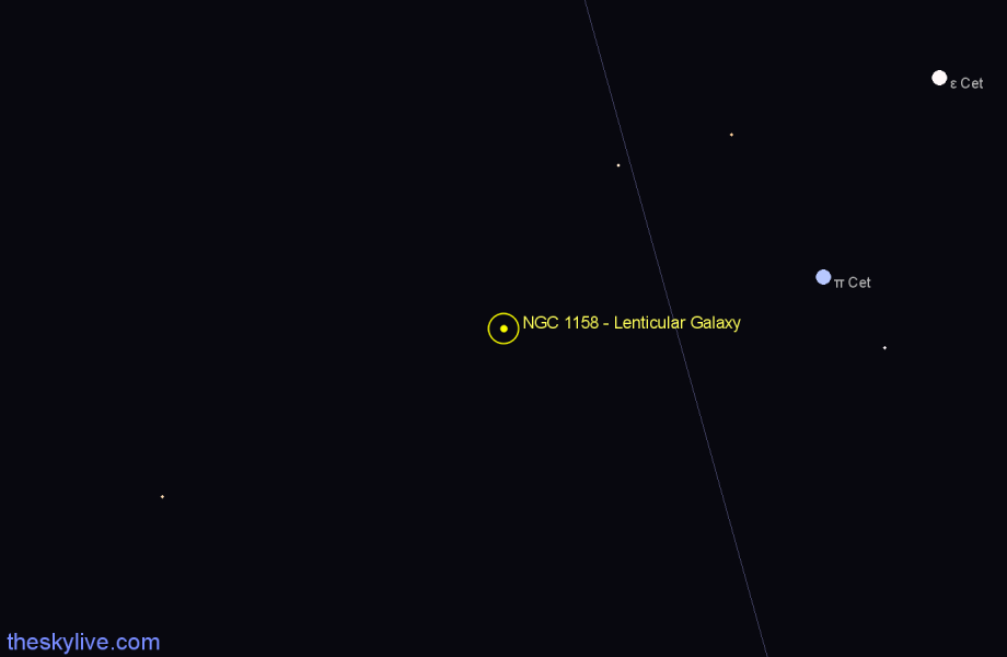Finder chart NGC 1158 - Lenticular Galaxy in Eridanus star