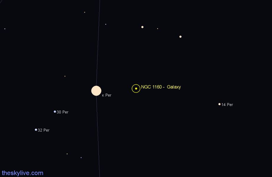 Finder chart NGC 1160 - Galaxy in Perseus star