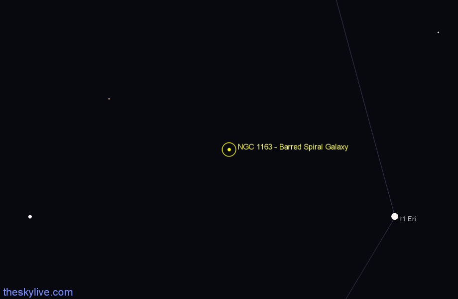 Finder chart NGC 1163 - Barred Spiral Galaxy in Eridanus star