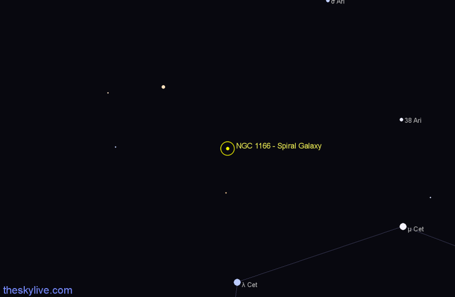 Finder chart NGC 1166 - Spiral Galaxy in Aries star