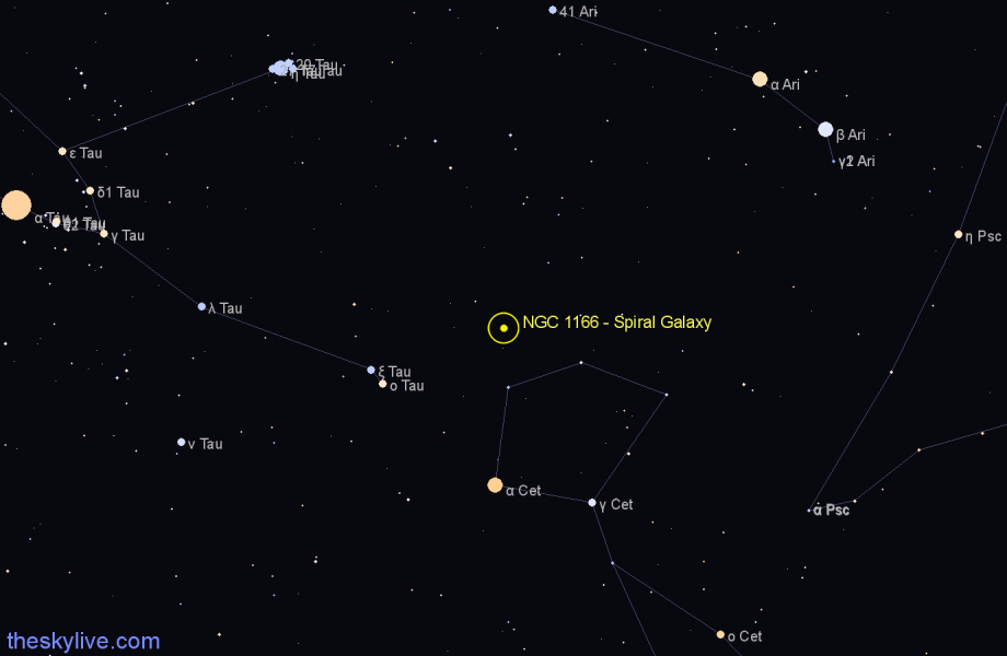 Finder chart NGC 1166 - Spiral Galaxy in Aries star