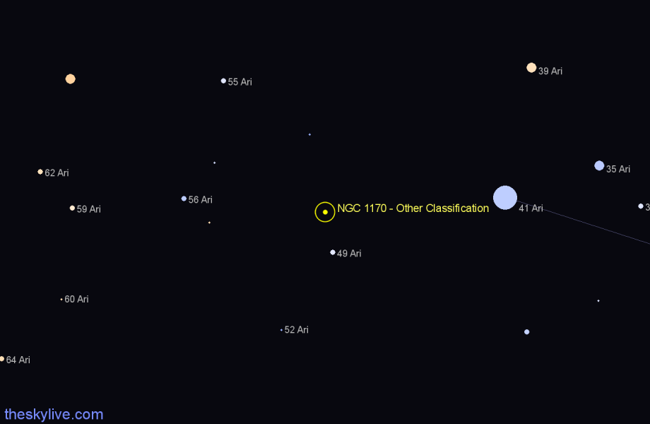 Finder chart NGC 1170 - Other Classification in Aries star
