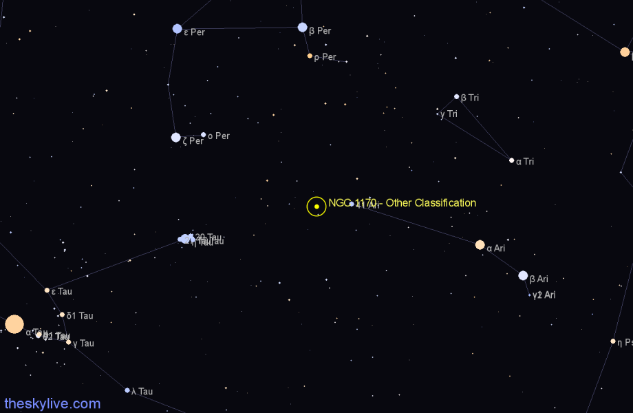 Finder chart NGC 1170 - Other Classification in Aries star
