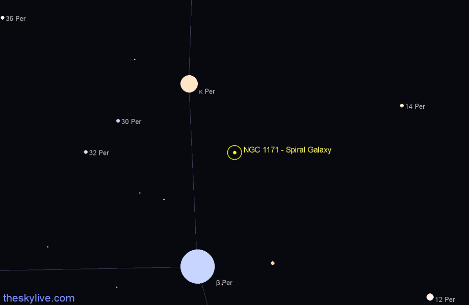 Finder chart NGC 1171 - Spiral Galaxy in Perseus star