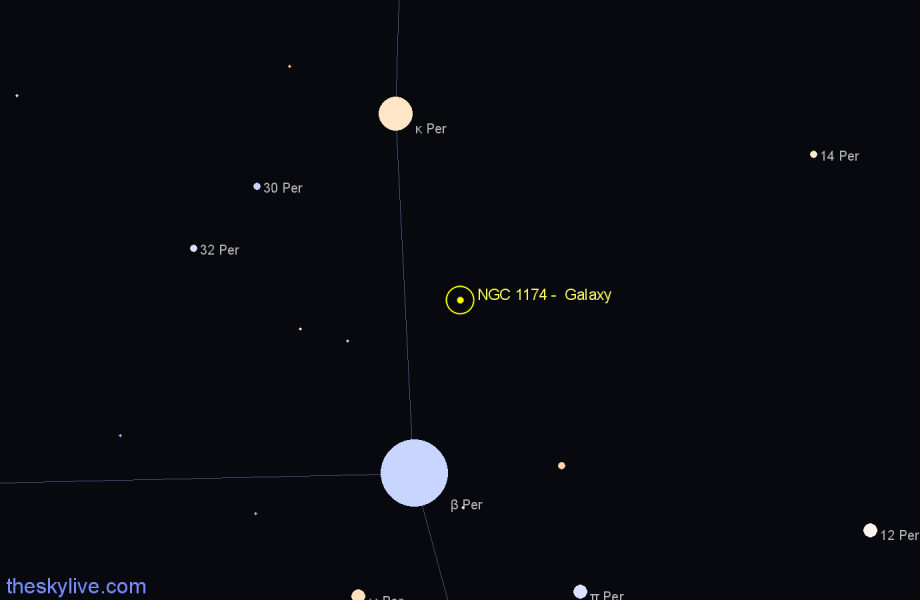 Finder chart NGC 1174 - Galaxy in Perseus star