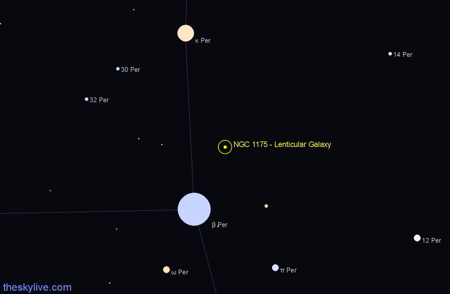 Finder chart NGC 1175 - Lenticular Galaxy in Perseus star