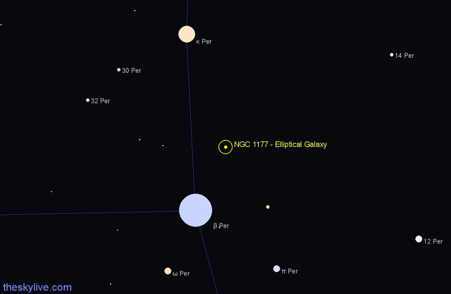 Finder chart NGC 1177 - Elliptical Galaxy in Perseus star