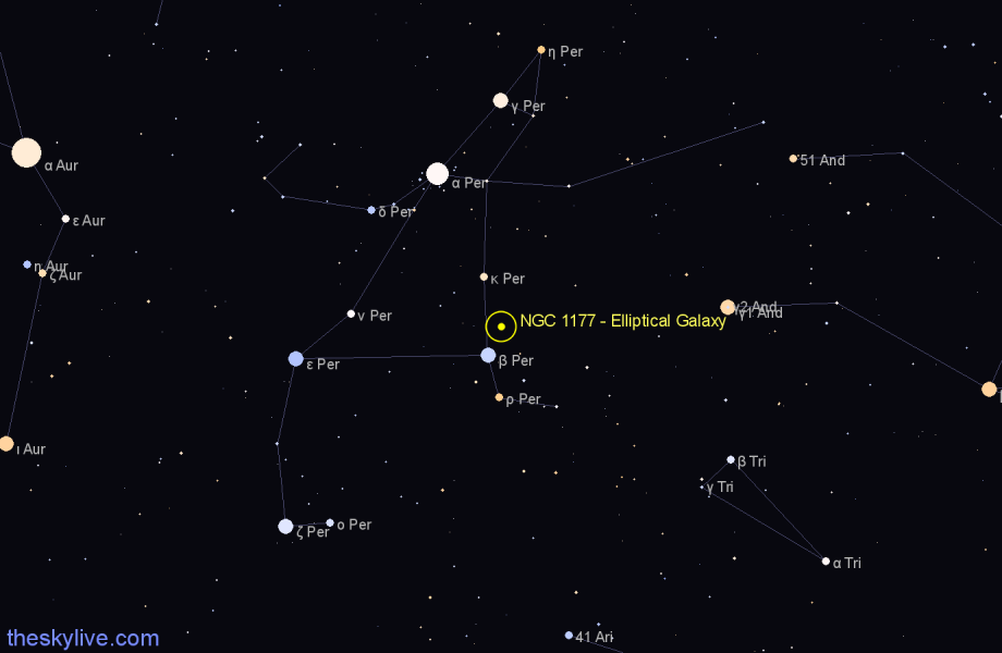 Finder chart NGC 1177 - Elliptical Galaxy in Perseus star