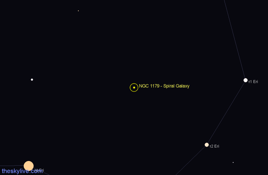 Finder chart NGC 1179 - Spiral Galaxy in Eridanus star