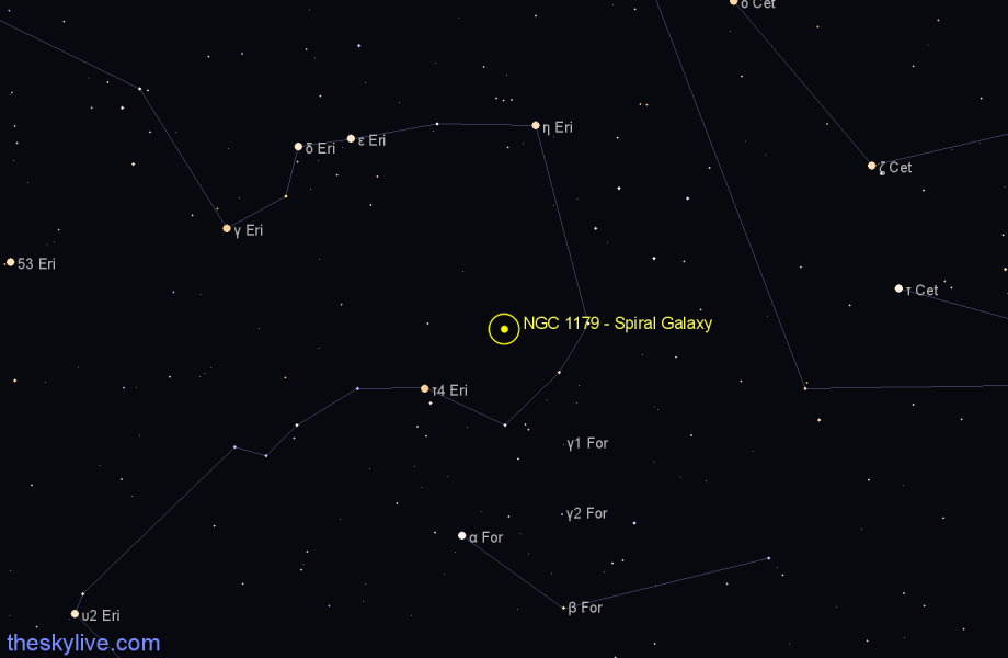 Finder chart NGC 1179 - Spiral Galaxy in Eridanus star